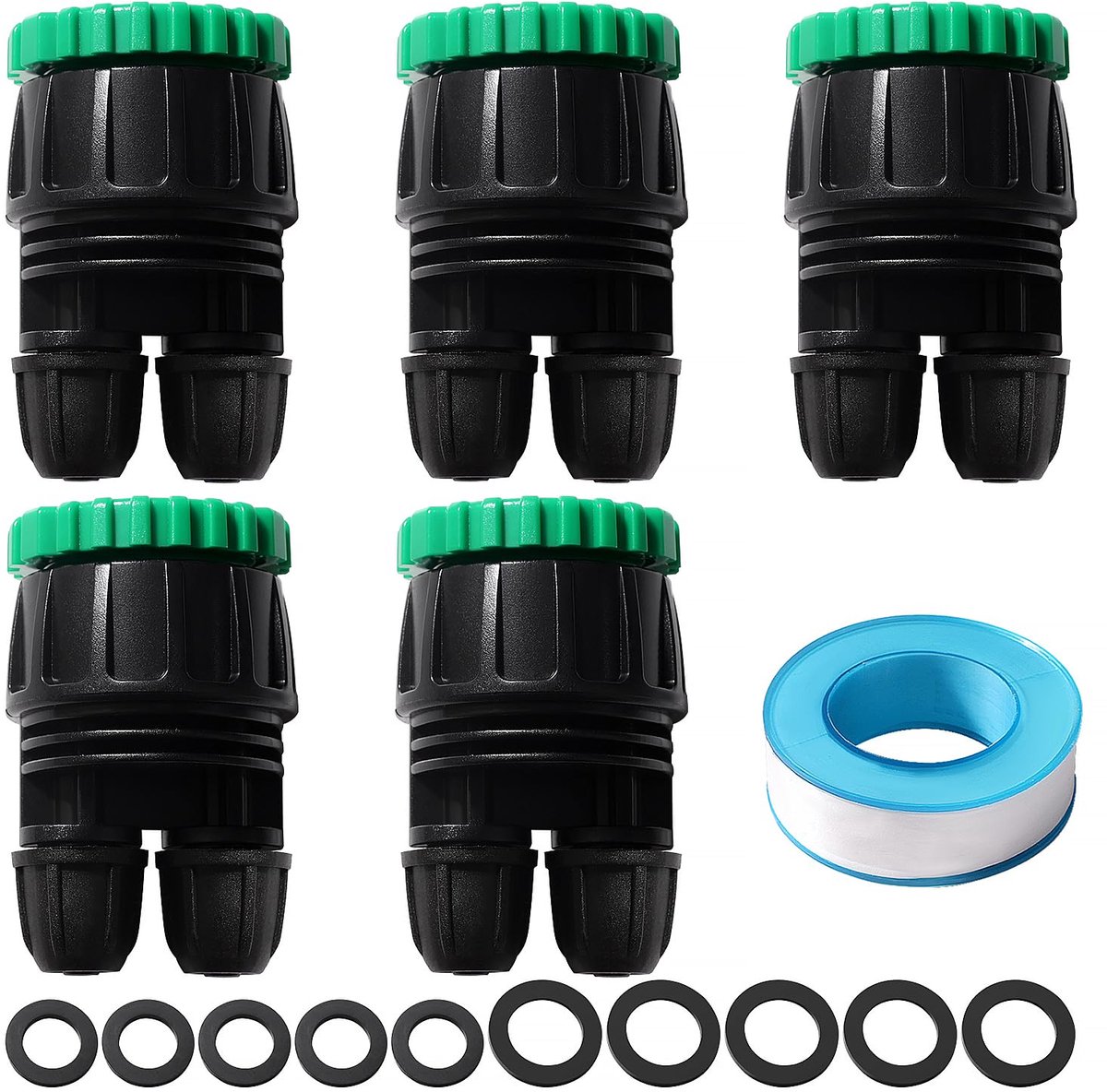SnelShoppen - 5Pcs Drip Irrigation Hose Connector G1/2 G3/4 - 2 Way Micro Irrigation Adapter met Lock Buckle - Duurzame Tuin Irrigatie Fittingen voor