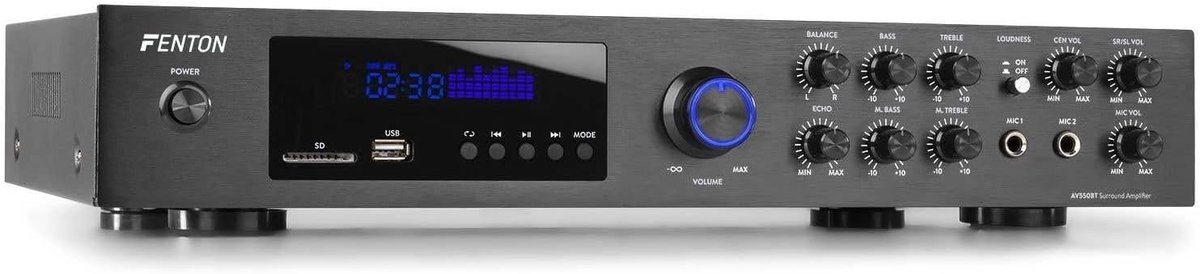 SnelShoppen - 5.1 Surround Amplifier met Bluetooth, Radio, MP3 - 320W - Ideaal voor Karaoke en Feestjes - Draadloze Muziekstreaming