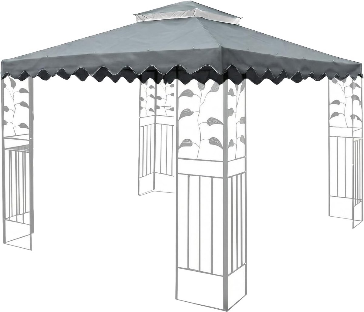 SnelShoppen - Tuinhuis vervangend dak met ademend gaas, UV-bestendig en waterdicht dubbel dak, inclusief afvoergaten voor 3x3m tuinpaviljoen (grijze k