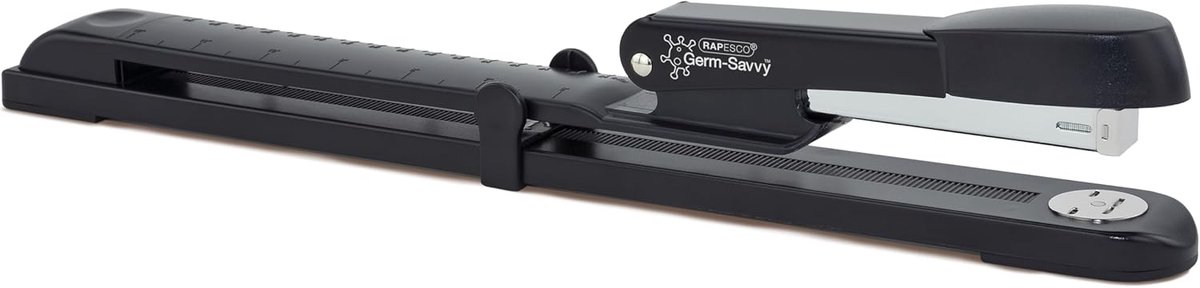 SnelShoppen - Marlin Langarm Stapler met Antibacteriële Bescherming, Zwart | Metalen Toploader, Inclusief 105 Nietjes, Geschikt voor 26/6 & 24/6mm