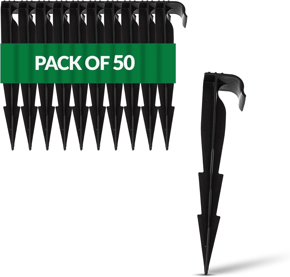 SnelShoppen - Set van 50 AquaPeg Tuinslang Anker Grondspikes voor Druppel- en Perle Slangen, UV-bestendig Plastic, Sterk en Duurzaam, Ideaal voor Tuin