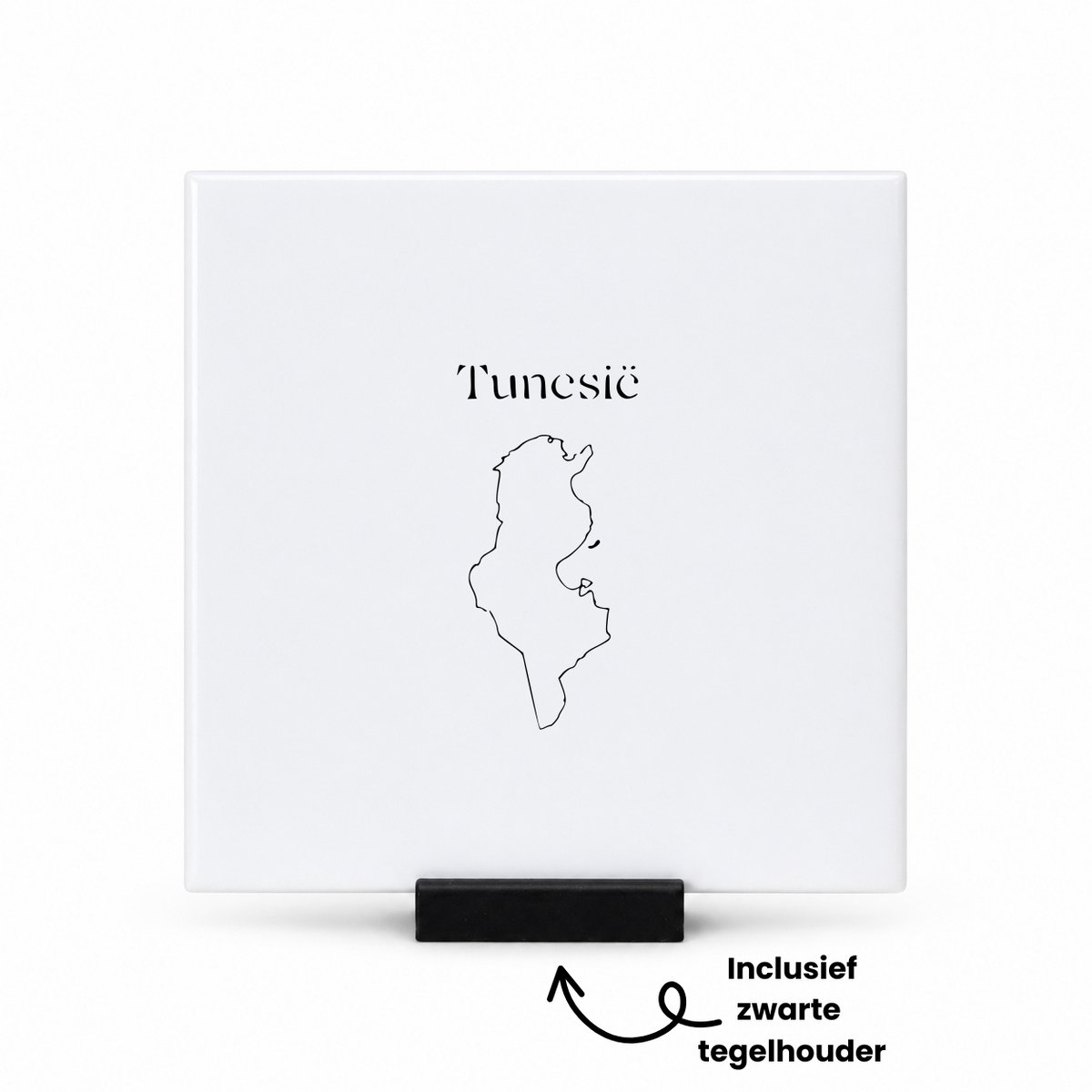 Hacebo Tunesië tegeltje met tegelhouder - Piloot - Iemand die van reizen houd - tegeltjes met tekst - Maghreb - Arabisch - Tunis - Bab El Bahr - Ribat - Djerbahood - Chenini - spreuktegels - 10.8x10.8 CM Wit
