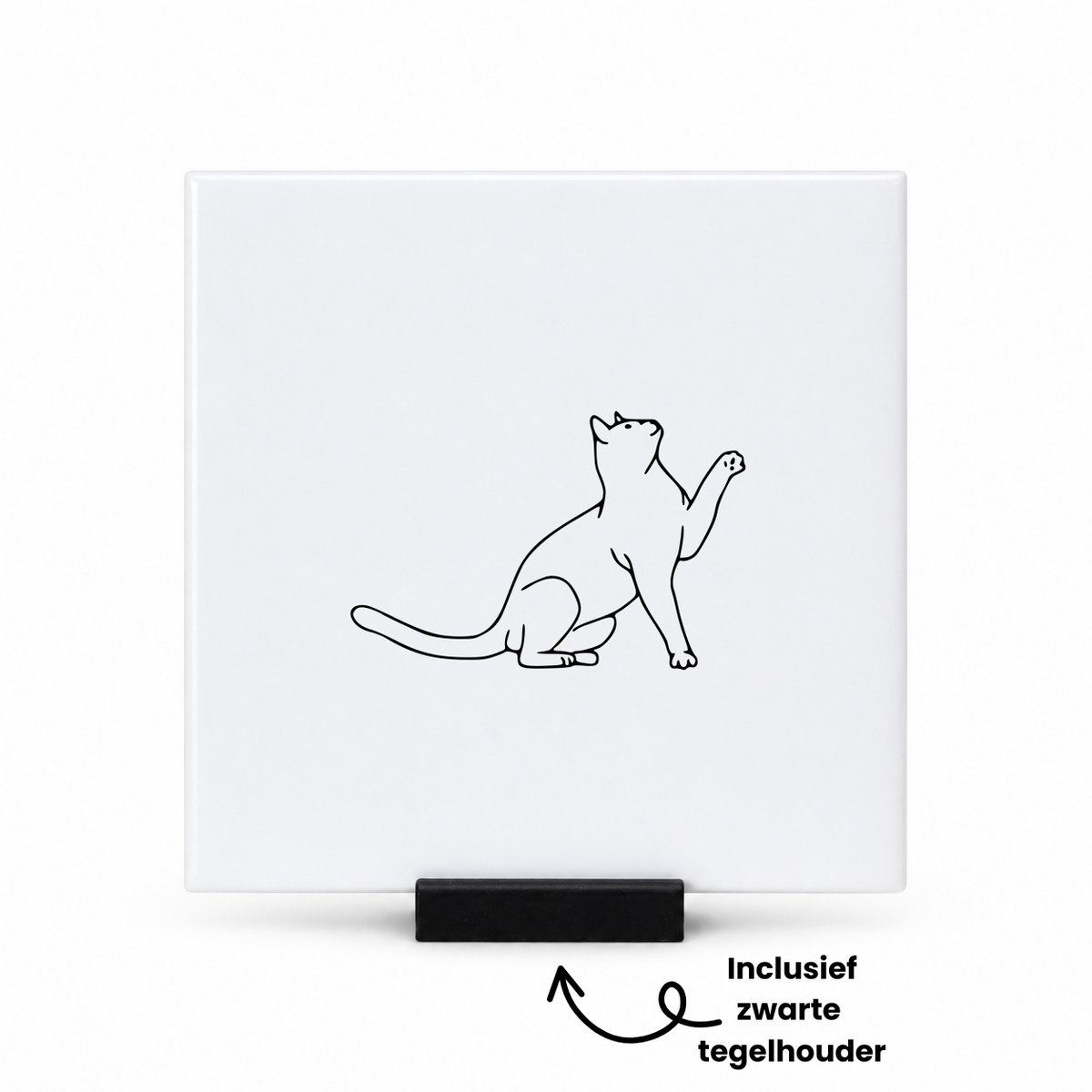 Hacebo Katten tegeltje met tegelhouder - Katten - Katten liefhebber - tegeltjes met tekst - Best friends - kat - poes - dieren liefhebbers - spreuktegels - 10.8x10.8 CM Wit