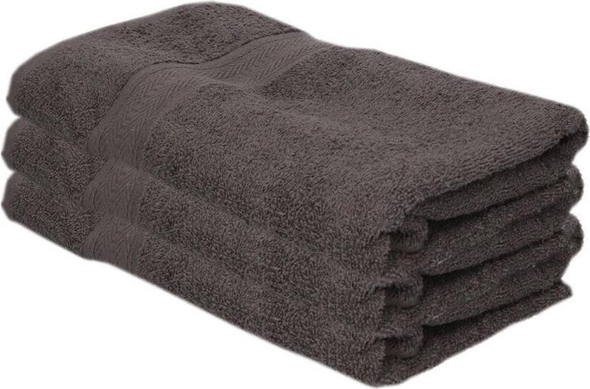 3x Voordelige badhanddoeken grijs 70 x 140 cm 420 grams - Badkamer textiel handdoeken