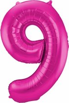 Cijfer 9 ballon roze 86 cm