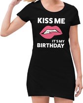 Kiss me it is my birthday jurkje zwart dames - feest jurk dames - verjaardag kleding 44