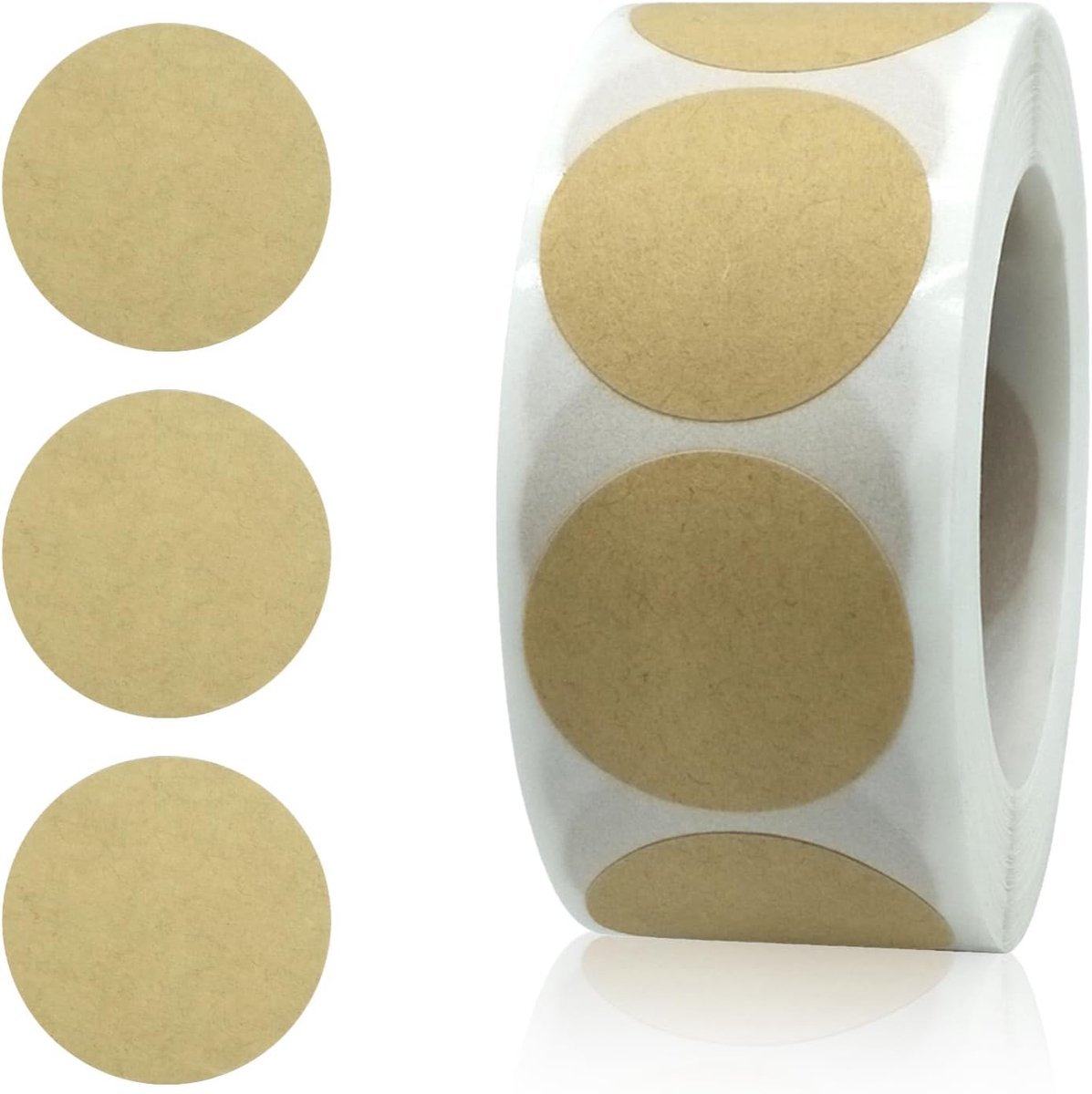 SnelShoppen - Pack van 500 Adhesive Round Stickers 25mm Labels Roll - Kleine Plak Dots van Kraft Papier voor Flessen, Cadeaus, Markeren en Decoratie