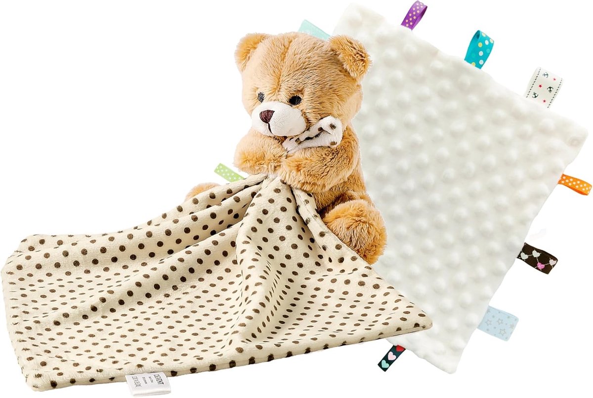 SnelShoppen - CREVENT Soft Fluffy Babydeken met Dierlijk Gezicht voor Meisjes en Jongens, Schattige Bruine Knuffelbeer, Perfect Kraamcadeau, Ultra-zac