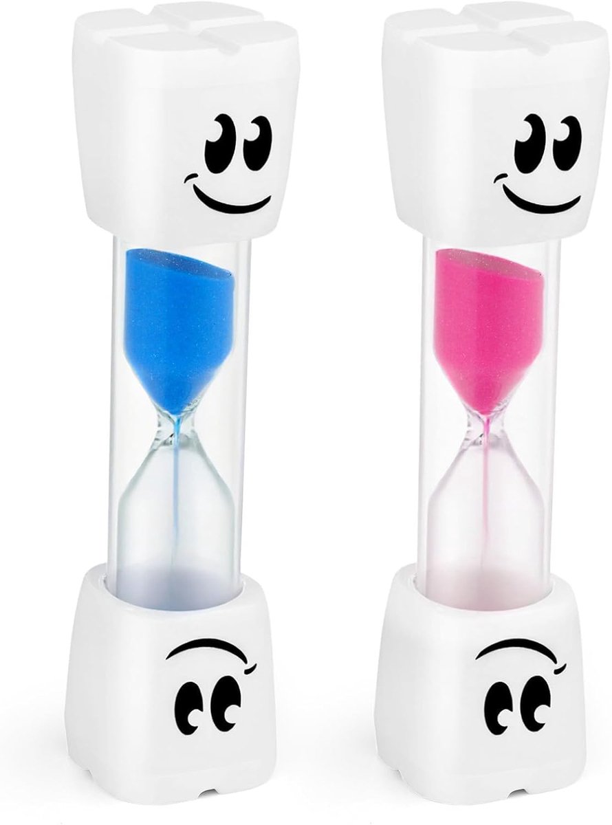 Zandloper Tandenpoetsen 2 Minuten - Set van 2 stuks - Tandenpoets Zandloper voor Kinderen - Kookwekker en Spelletjes Timer - Kunststof en Veilig - Blauw en Roze