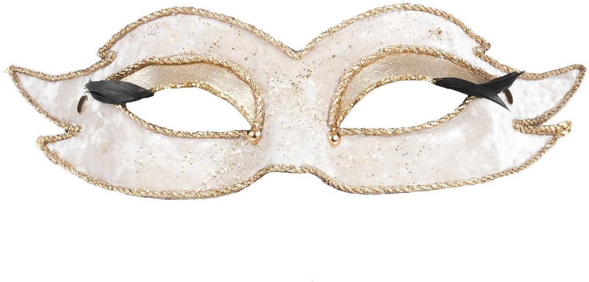 Colombina Fluweel Half Wit Venetiaanse Masker
