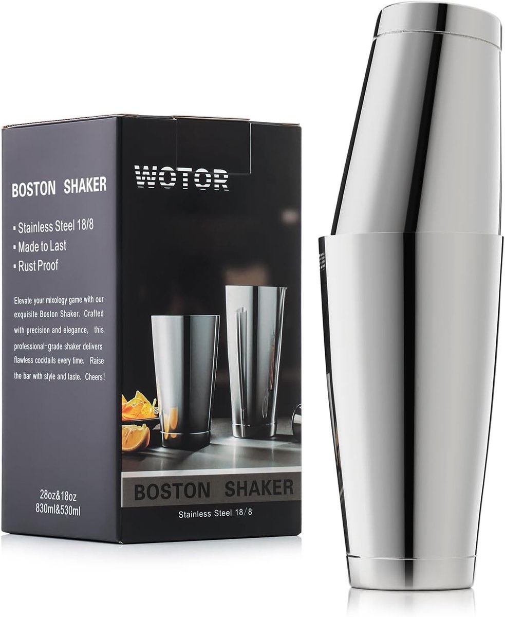 SnelShoppen - Boston Cocktail Shaker Set 530ml & 830ml RVS Shaker Cans met Gewicht - Professionele Bartools voor Cocktails en Mixen - Perfect voor Fee
