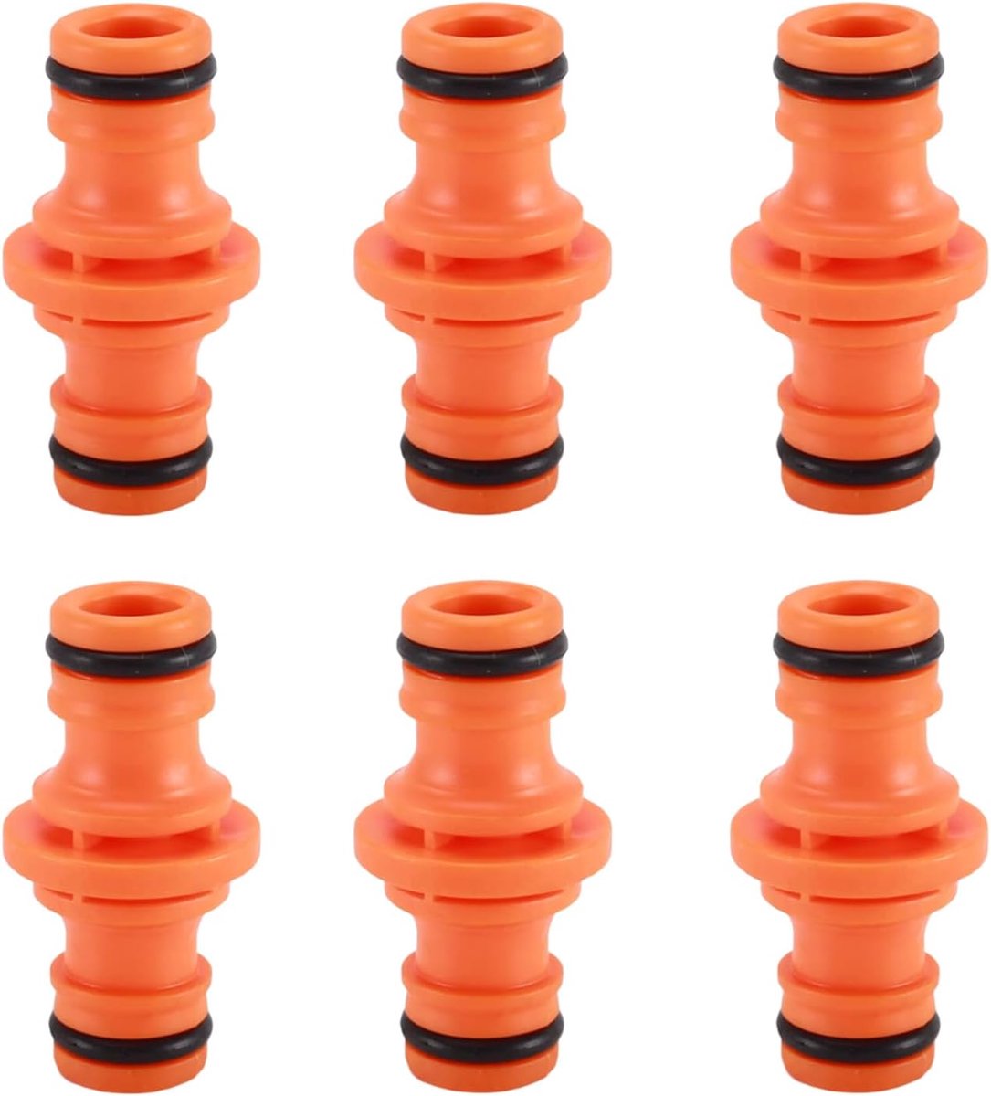 SnelShoppen - Pack van 6 Tuinslang Koppelingen 1/2 Inch, Tuin en Huishoudelijke Slang Connectoren, Oranje, Stevige Slangverbindingen voor Tuin en Huis