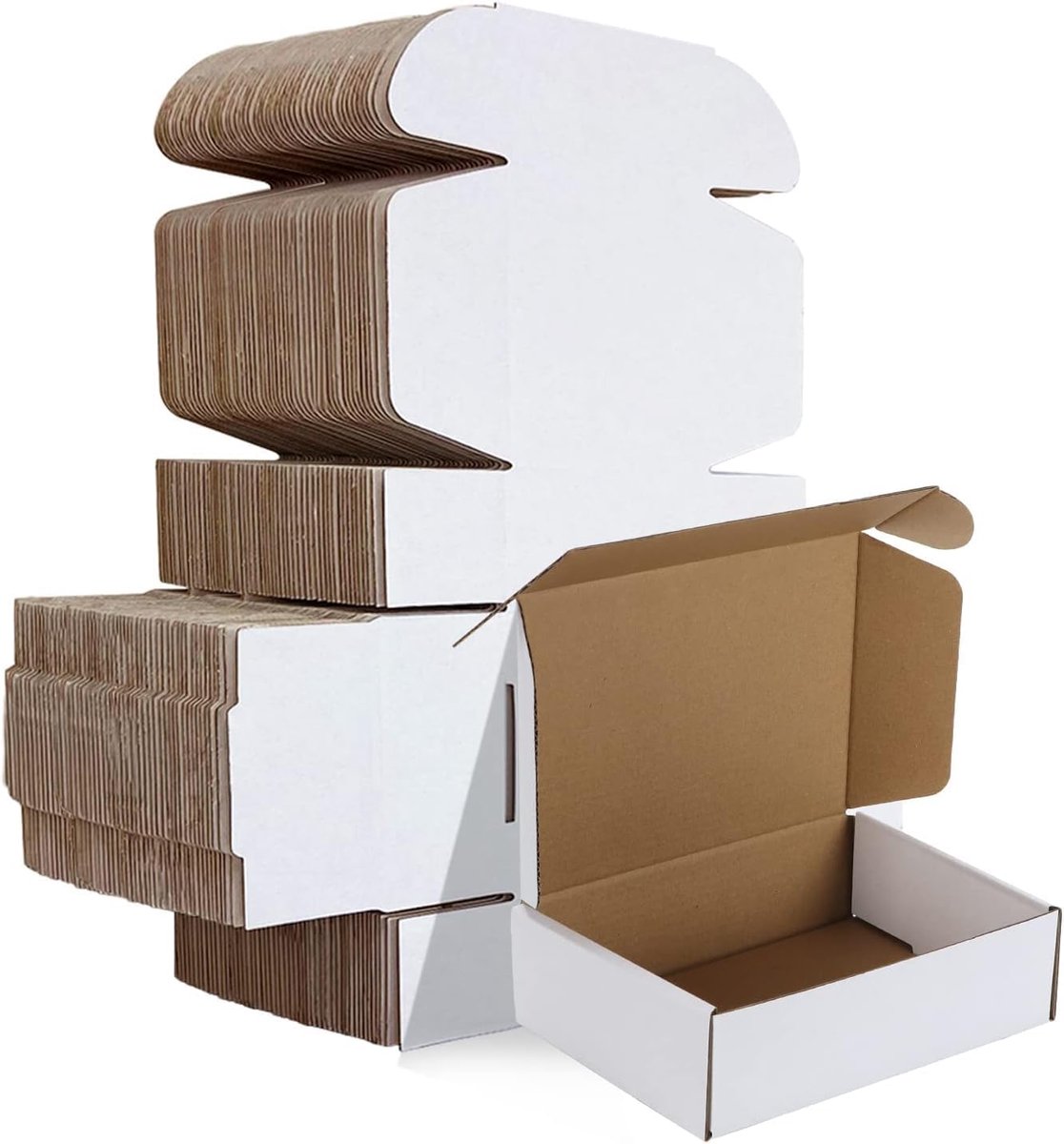 SnelShoppen - 50 Stuks Kleine Verzenddozen 17x5x2 Inch - Witte Kartonnen Verpakking voor Verzending - Gerecycled Materiaal voor Kleine Bedrijven