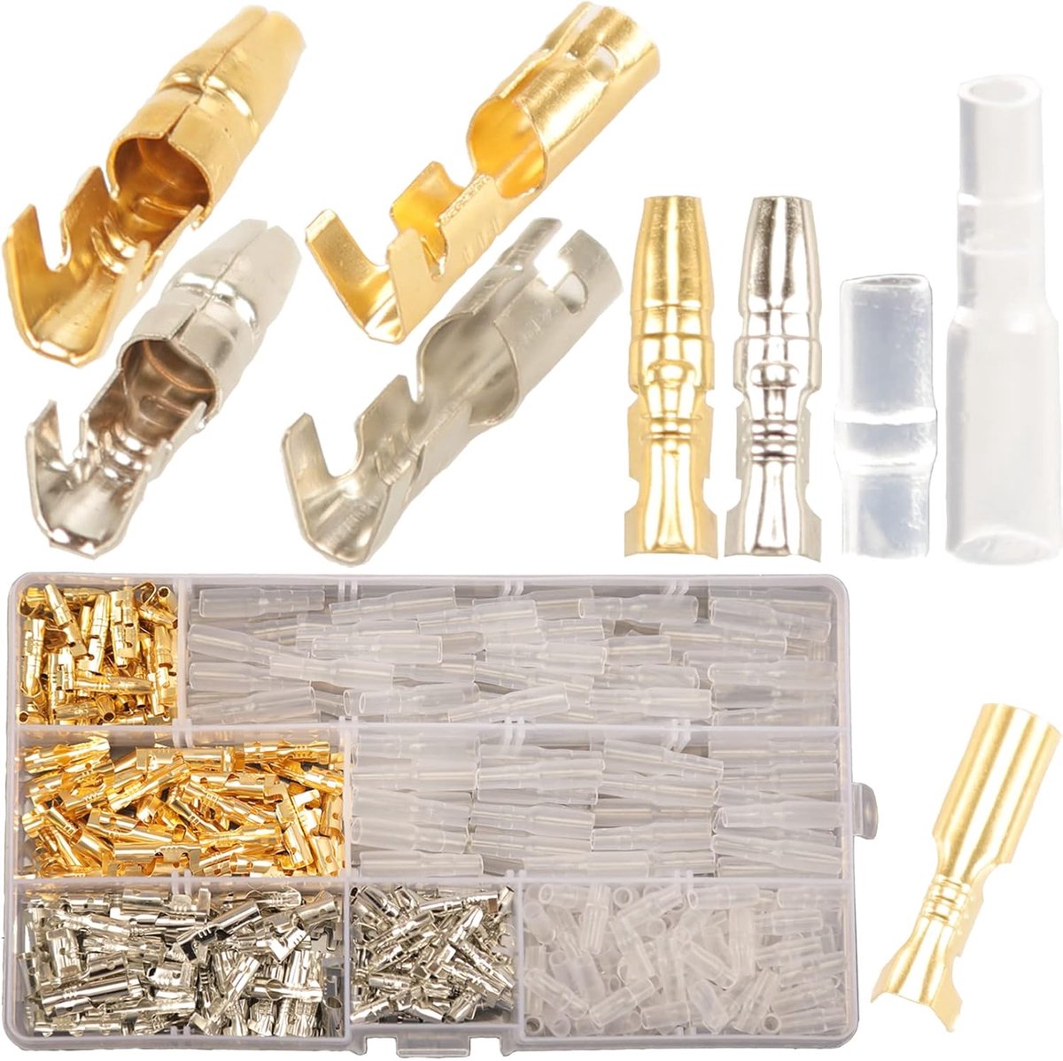 SnelShoppen - 400pcs Crimp Connectors Kit Male en Female, Messing Ball Terminal Connectors met Isolatiesleeve, Automatische Elektrische Aansluitingen
