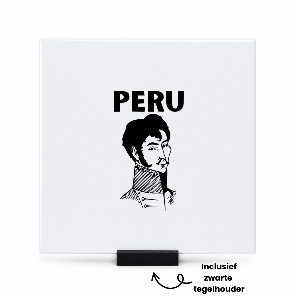 Hacebo Peru tegeltje met tegelhouder - Piloot - toeristen - tegeltjes met tekst - Peru cadeau - beste land - Leuk cadeau voor je Vriend om te geven - spreuktegels - 15x15 CM Wit