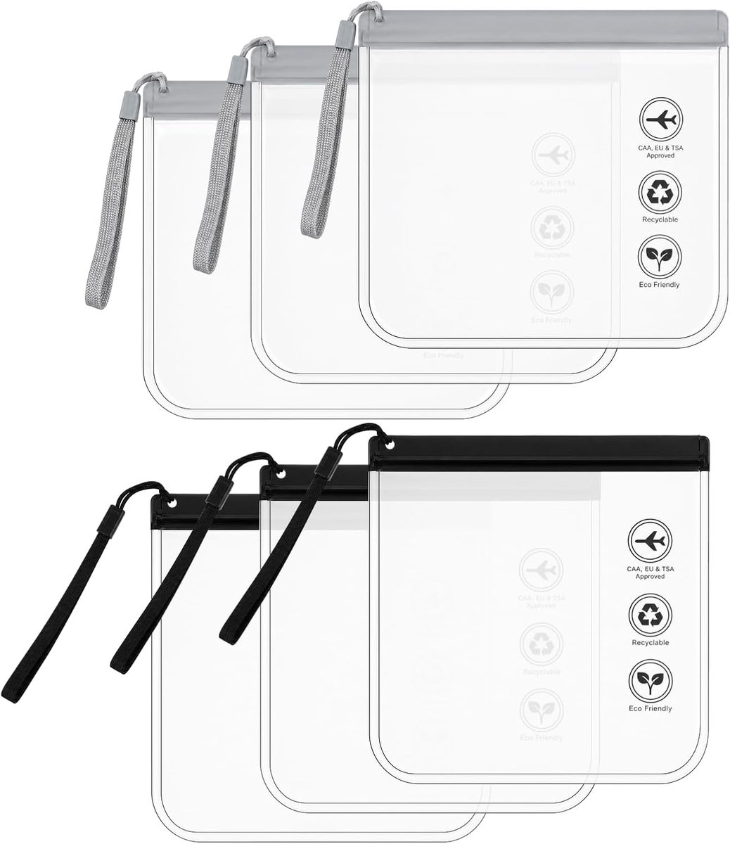 SnelShoppen - TSA Bag 6 Stuks 1 Litre - Handbagage Zip Zak 20x20 cm - Waterdicht en Transparant - Reis Toilettas voor Vliegtuig, Vakantie en Weekendje