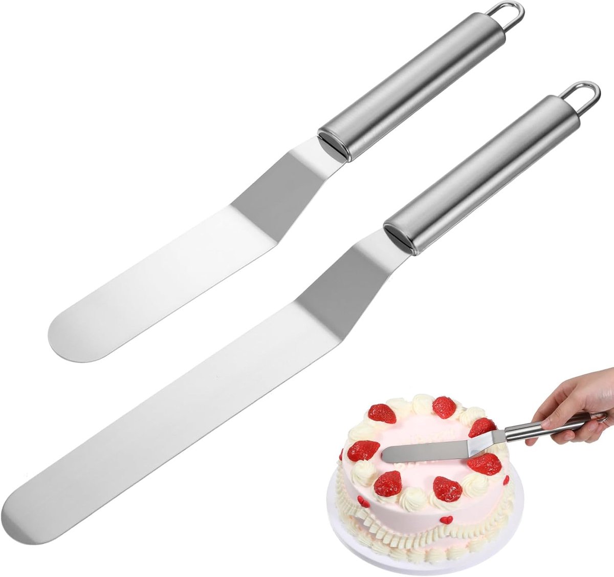 SnelShoppen - 2 Stuks Cake Messen Set - RVS Taartscheppers voor Het Versieren en Snijden van Taarten - Ideaal voor Bakken en Decoreren - Keuken Access