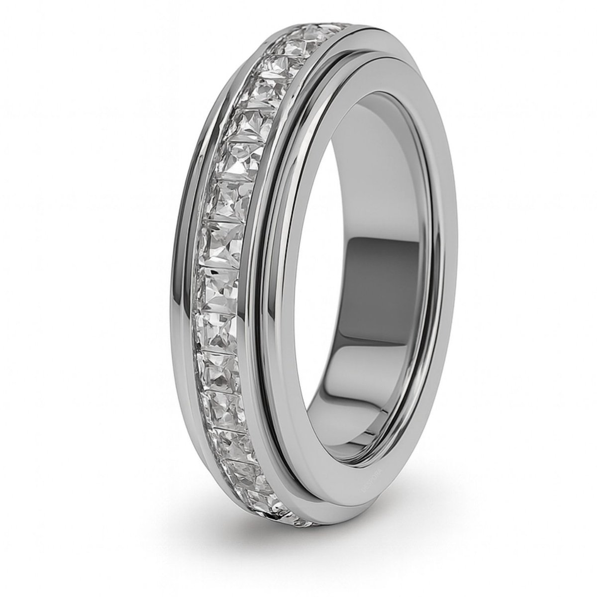 Anxiety Ring - (Steentjes) - Stress Ring - Fidget Ring - Anxiety Ring For Finger - Draaibare Ring Dames - Spinning Ring - Spinner Ring - Zilverkleurig RVS - (21.25 mm / maat 67)