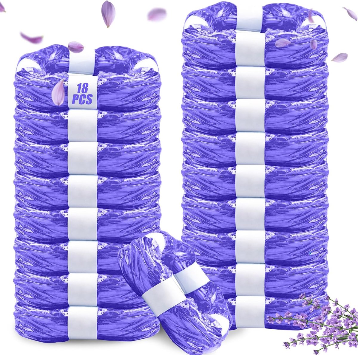 SnelShoppen - 18 Stuks Luieremmer Navulcassettes - 4,5 M Navulfolie - Compatibel met Meeste Luieremmers - Paars - Ideaal voor Kinderen en Baby's