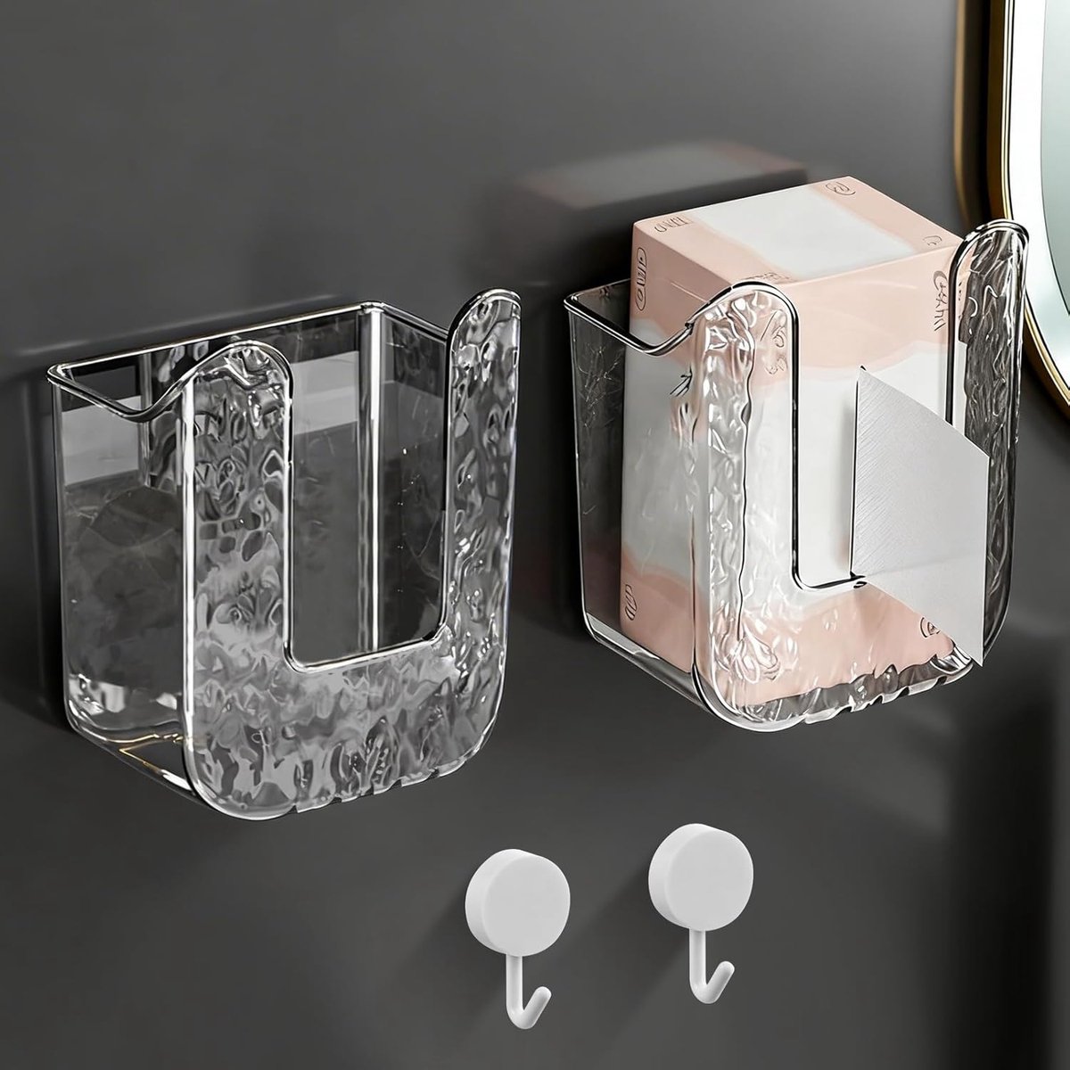 SnelShoppen - 2 stuks wandhouder zakdoekjesbox voor vochtige toiletdoeken, papieren handdoekdispenser, voor babykamer, badkamer, keuken, hoogwaardig P