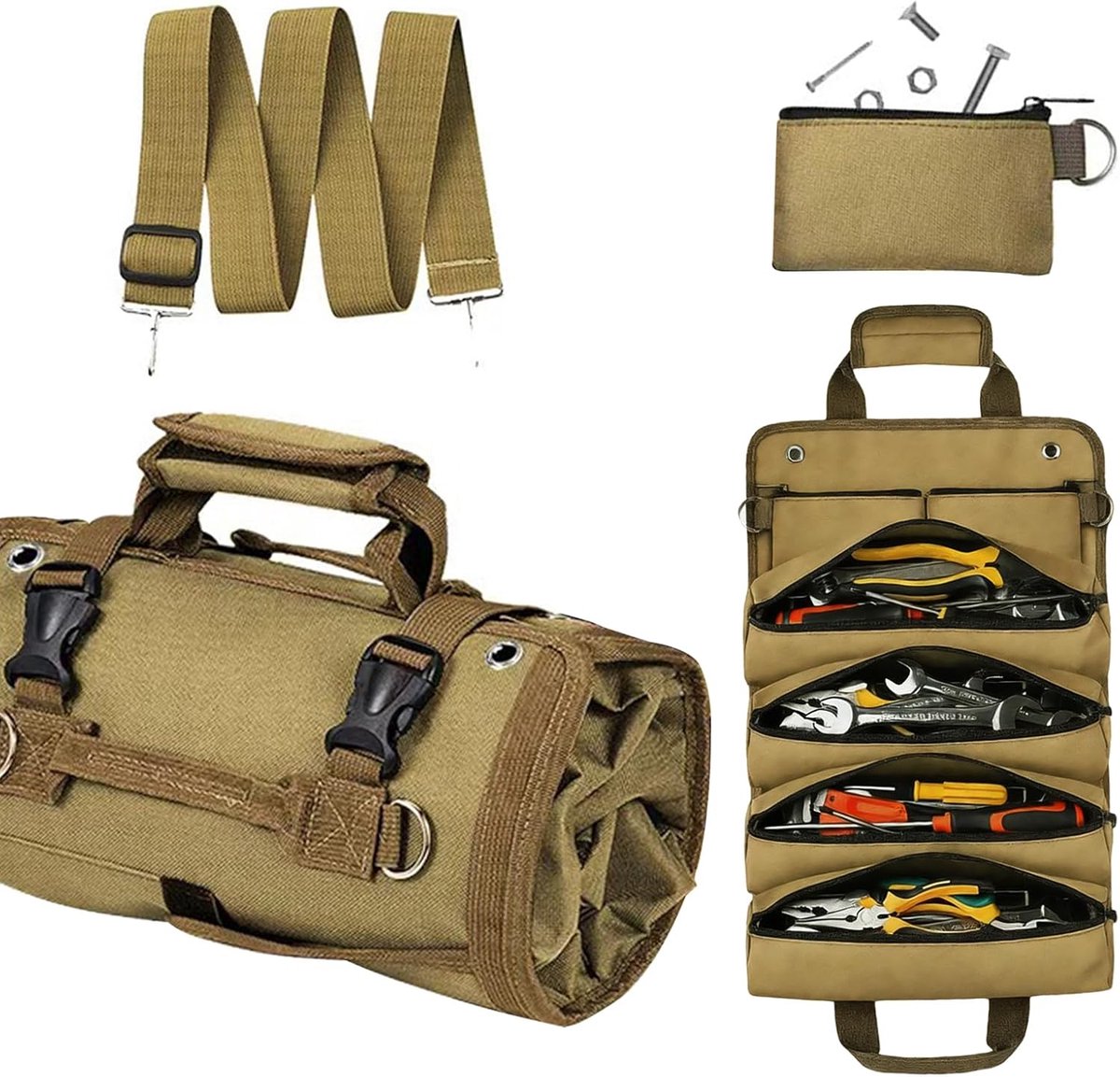 SnelShoppen - Tool Bag voor Mannen, Roll-Up Kleine Gereedschapskoffer, Organizer Bag, Vouwbare Mechanic Tote Bag, Grappige Geschenk voor Klussers, Vad
