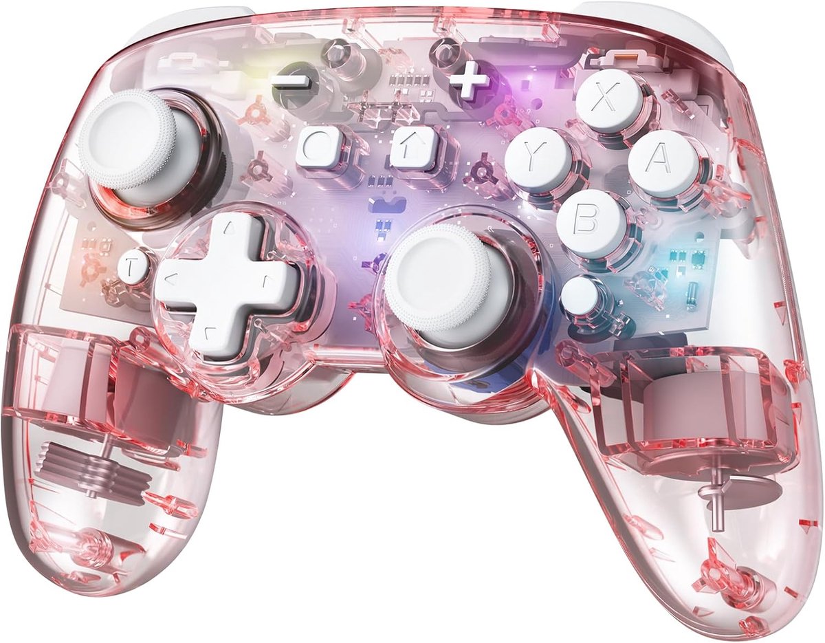 SnelShoppen - Hall-effect Draadloze Switch Controller Pro Controller Compatibel met Switch 2/OLED/Lite - Bluetooth Gamepad met 7 LED-kleuren, Macro, B
