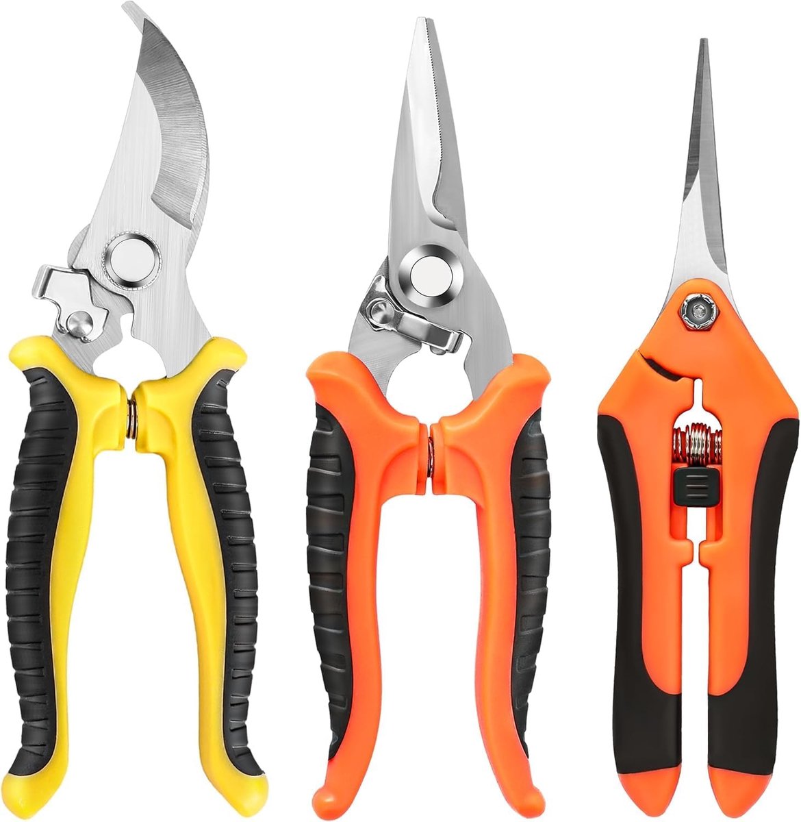 SnelShoppen - Hand snoeischaren X3 - ergonomische en veilige tuinwerk tools - precisie snoeischaren voor bloemen, bonsai en planten - 3 verschillende
