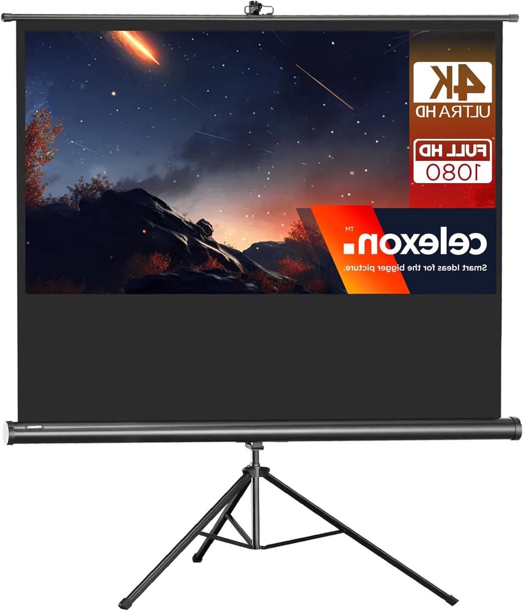 Statief Projectiescherm - Mobiel Scherm - Thuisbioscoop Presentaties - Traploos Verstelbaar - 219 x 123 cm - Zwart