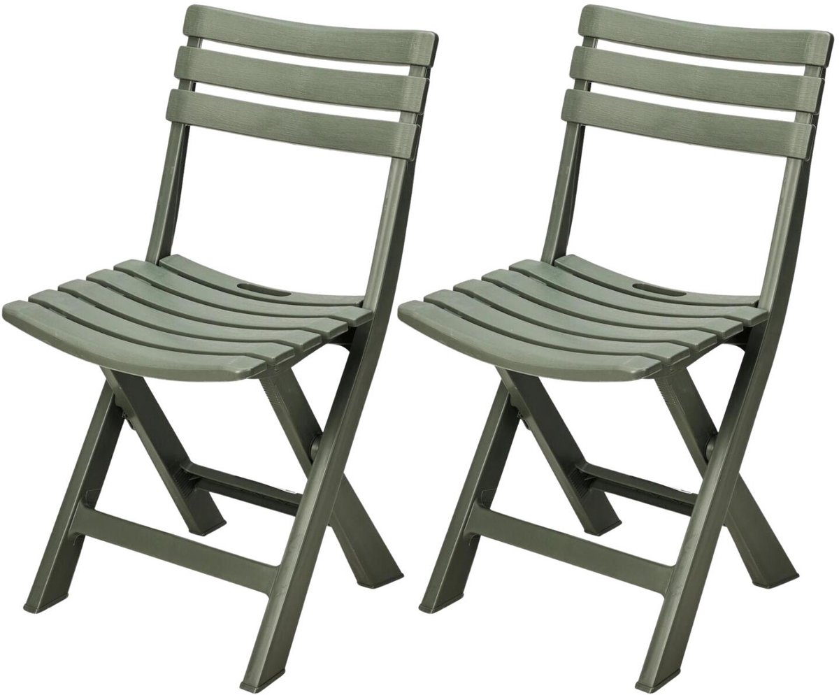 Klapstoel binnen/buiten - 2x - groen - 42 x 80 cm - stevig kunststof - bijzetstoelen - opv