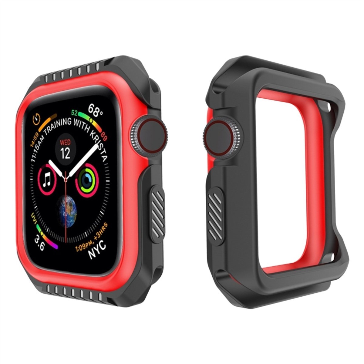 Smart Watch schokbestendige tweekleurige beschermhoes voor Apple Watch Series 3 42 mm (zwart rood)