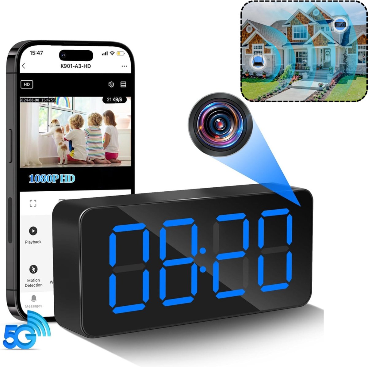 CLGP® Verborgen Camera Klok - Nachtzicht Camera - Beveiliging Thuis - Bewegingsdetectie