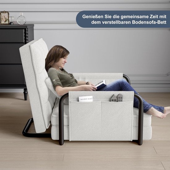 Opvouwbare slaapbank - Slaapstoel - Logeren - 5-traps verstelbaar - 82x73cm - Wit — afbeelding 2