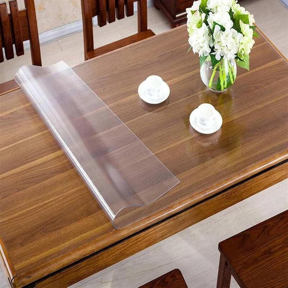 Tafelkleed 2 stuks - Beschermhoes tafel - Eettafel beschermen - Waterdicht en oliebestendig - 80 x 140 cm - Transparant