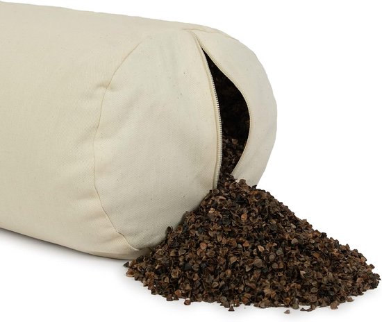 Yoga Bolster - Meditatie Kussen - Herstellende Yoga - Biologische Vulling - 24x62 cm - Ecru — afbeelding 2