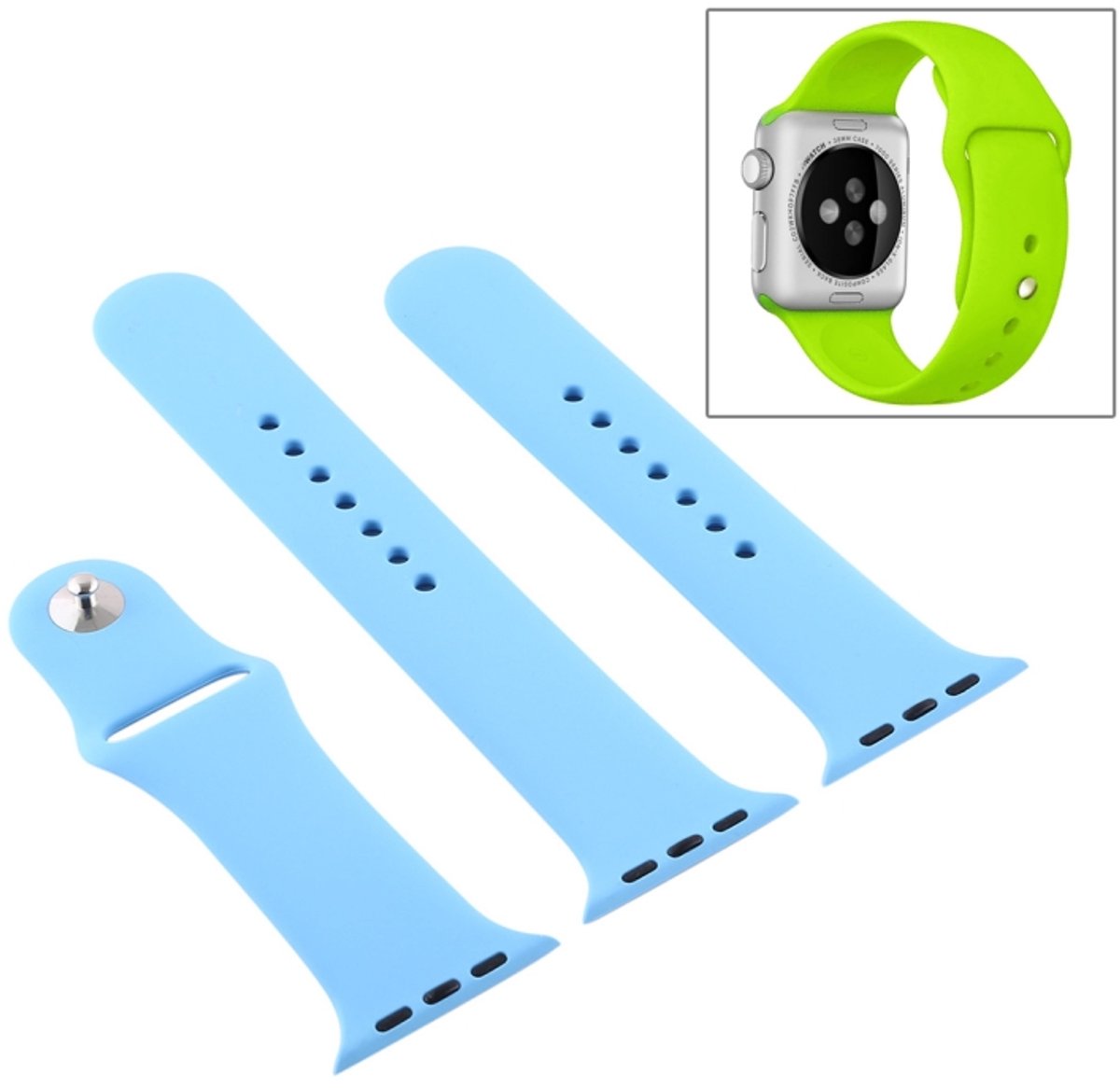 Voor Apple Watch Series 5 en 4 44 mm / 3 en 2 en 1 42 mm Hoogwaardige gewone en langere rubberen sporthorlogeband met pin-and-tuck sluiting (chrysanthemum blauw)