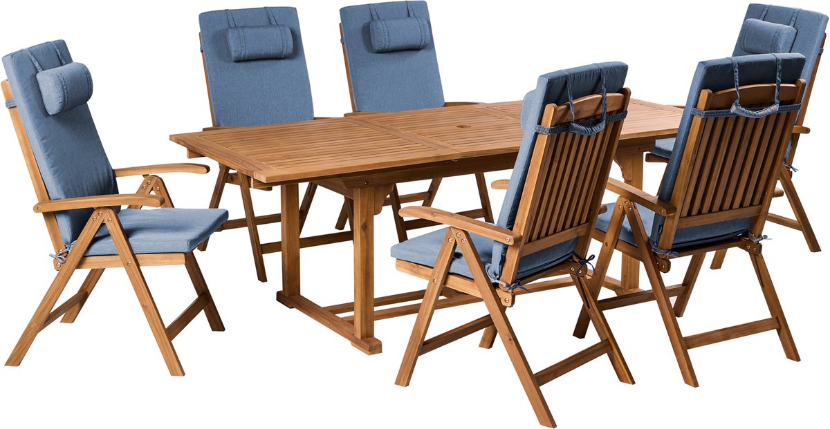 JAVA PREMIUM - Tuinset voor 6 - Blauw - Acaciahout