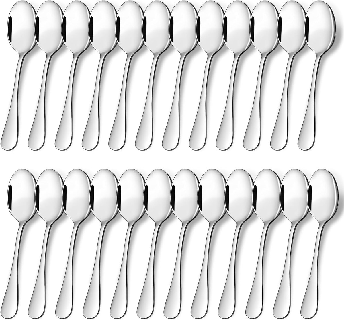 SnelShoppen - 24 Stuks RVS Theelepels - 14x3 cm - IJslepel, Soeplepel, Tafellepel - Vaatwasserbestendig - Perfect voor Huishoudens, Restaurants en Cat