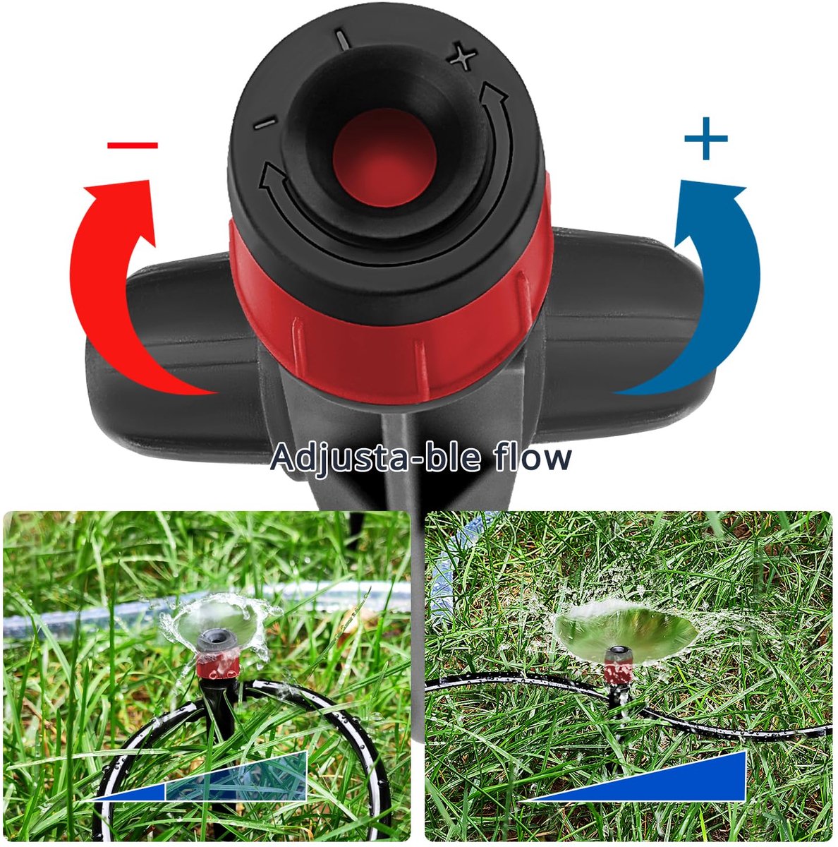 SnelShoppen - 18Pcs Verstelbare 360 Graden Water Flow Drippers - Drip Irrigation Emitter Sprayer met Locking Rod voor 1/4 Inch Tuinslang - Duurzame Pl