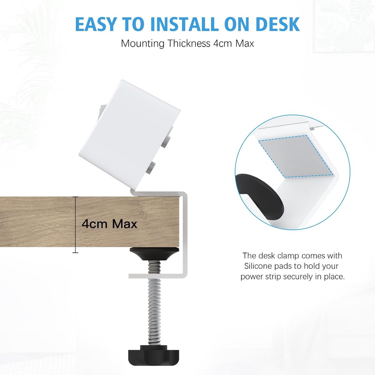 SnelShoppen - Table Socket met 3 Compartimenten, 7-in-1 Meerdere Stekkerdoos met Schakelaar, 2m Kabel, USB Oplader met PD en QC, Wit voor Thuis en Kan