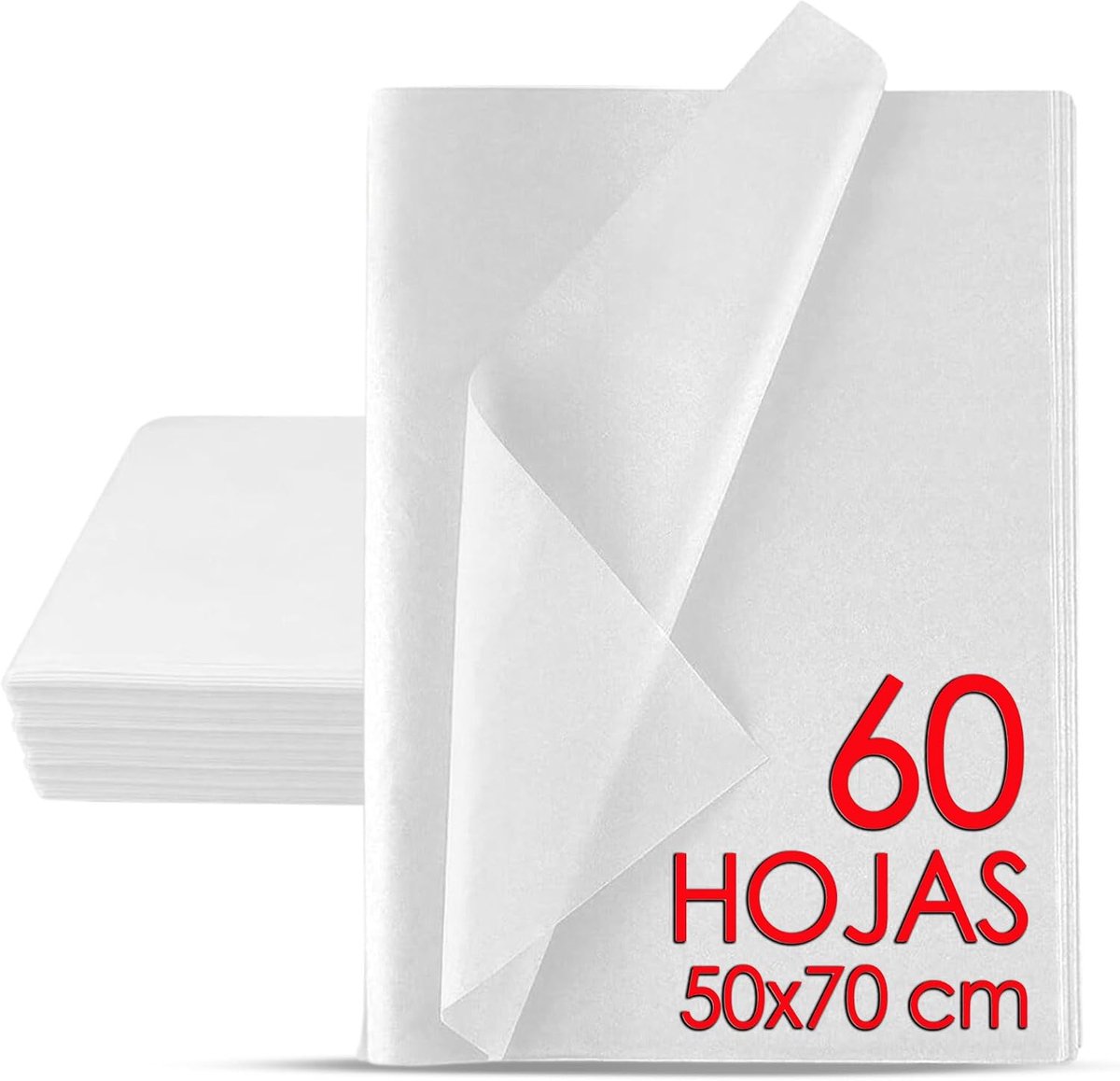 SnelShoppen - Tissue Paper 50 x 70 cm, Cadeaupapier, Knutselpapier, Kledingpapier, Patroonpapier, Herbruikbaar, 100% Gerecycled, 100 Vellen, Wit, Mili