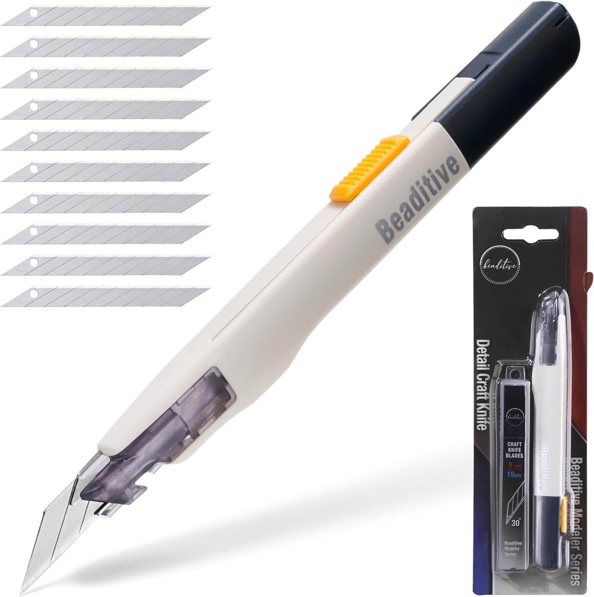 SnelShoppen - Beaditive Precisie Craft Knife - Universele Snijmes met 30° Mes - Perfect voor Kunst, Knutselen, Modelbouw - 1 Stuk of 10 Stukken - Ergo