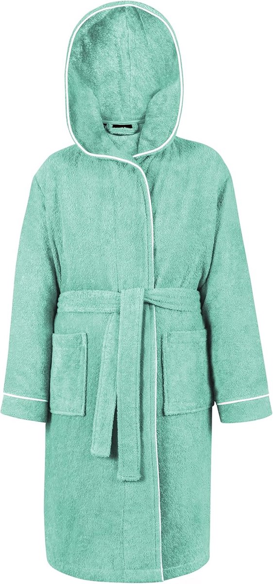 SnelShoppen - Premium Badjas Kinderen & Tieners met Capuchon - 100% Katoen - Donzige Badstof - Maten 110 tot 176 - Perfect voor Thuis, Bad, en Kampere