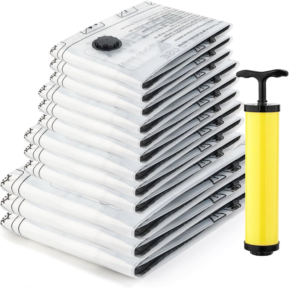 SnelShoppen - 12-pack vacuüm opbergzakken, kleine/middelgrote/grote/extra grote zakken voor kleding, dekbedden en dekens, ideaal voor reizen, opslag e