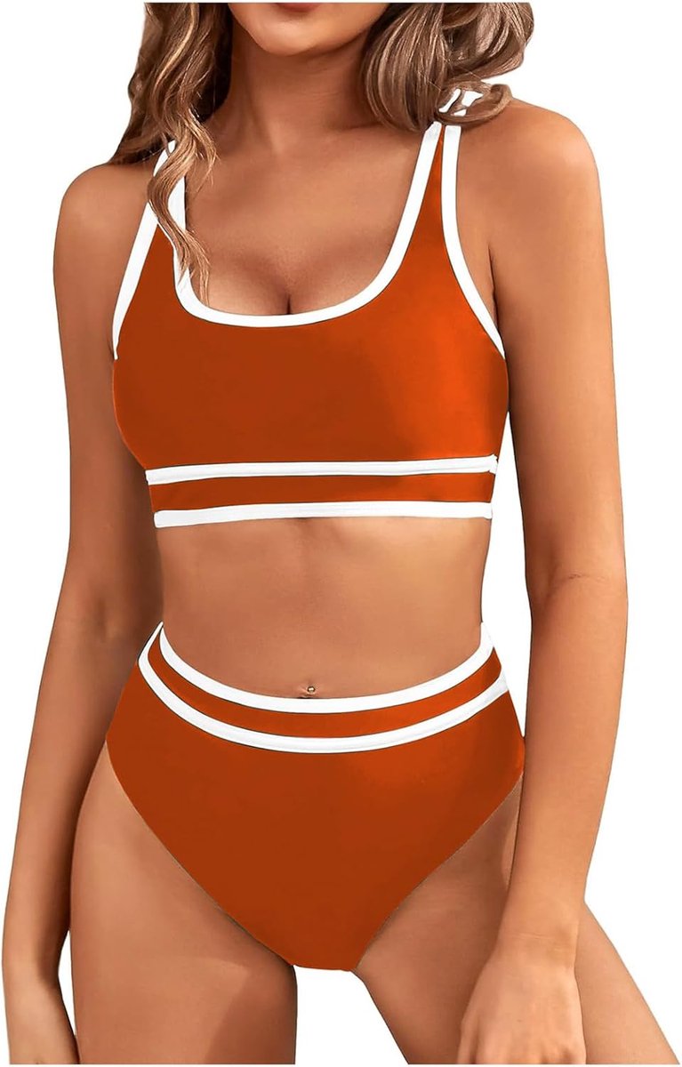 SnelShoppen - Dames Bikinisets Hoge Taille met Buikcontrole, Gevoerde Bikinitops en Hoog Uitgesneden Badpakken voor Strand, Zwembad en Vakantie - Dive