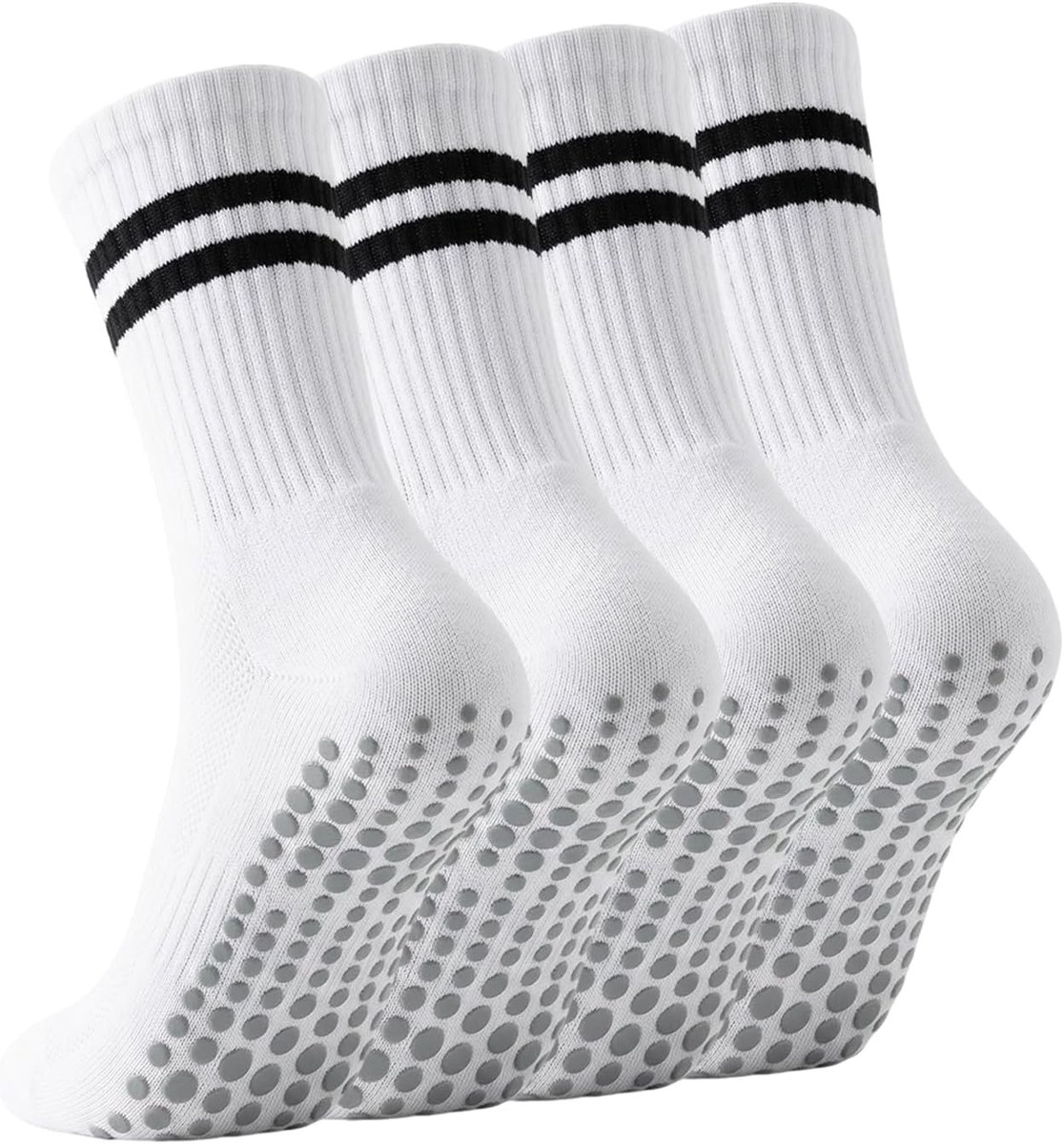 SnelShoppen - Pilatessokken Dames Antislip 4 Paar Katoen Yoga Barre Fitness Ademend Zacht Mesh Eenheidsmaat 35-42