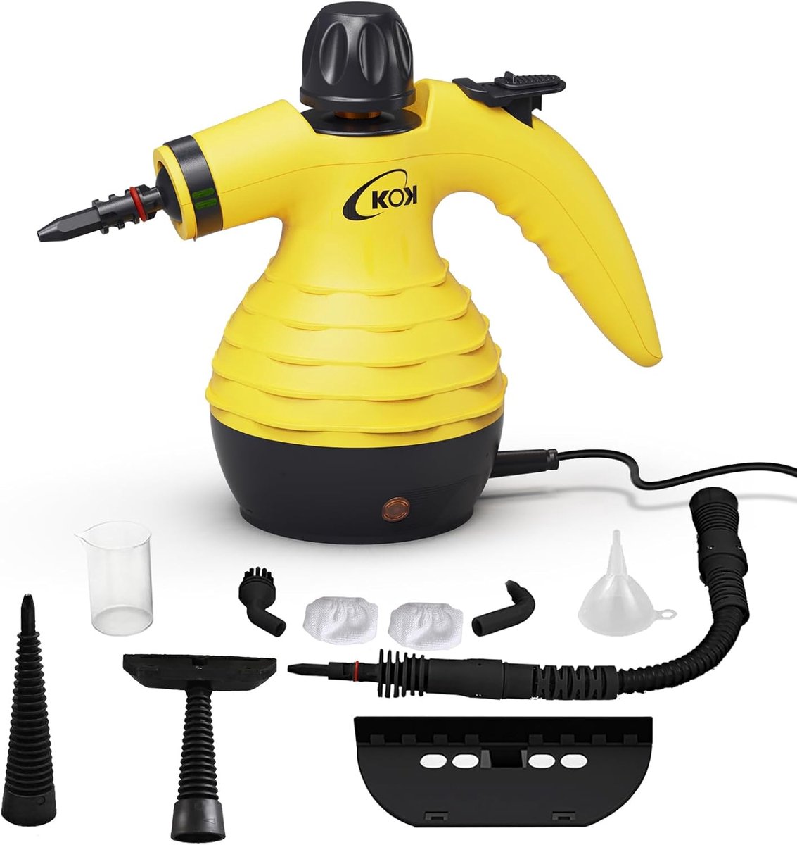 SnelShoppen - Draagbare Stoomreiniger met Accessoires - Compact, Ergonomisch, 1500W, Geel en Zwart - Ideaal voor Huishoudelijke Reiniging, Tapijten, R