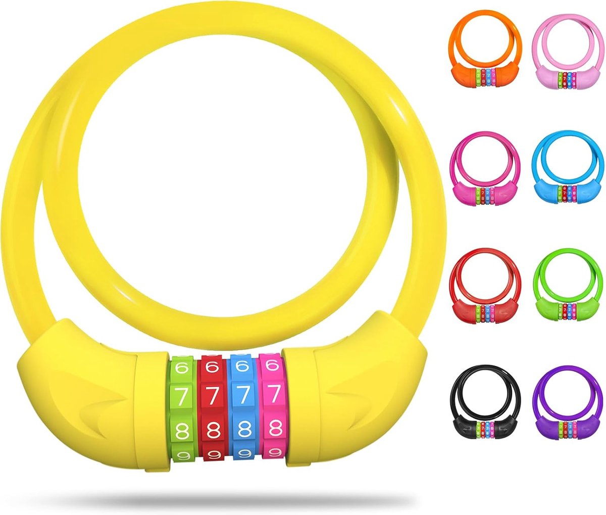 SnelShoppen - Fietsslot voor Kinderen met Cijfers (10 x 650 mm) - Antidiefstal Kabelslot - Code-Combinatie Fietsslot voor Meisjes en Jongens - Veilig