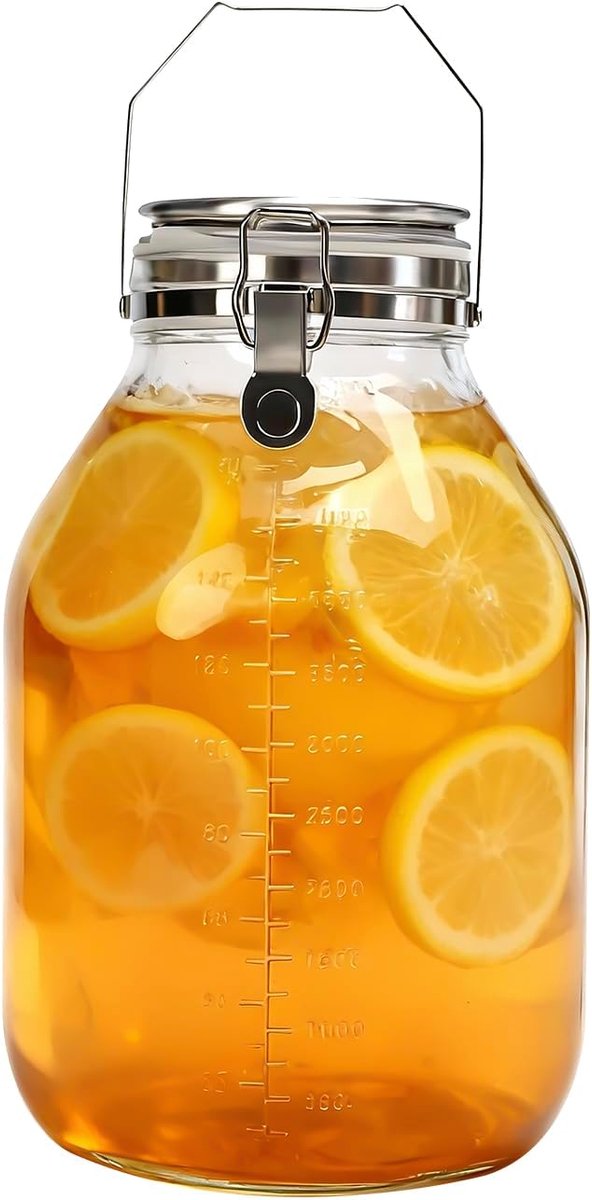 SnelShoppen - Glazen bewaardoos met kliksluiting 5000 ml - Sluitbare glasopslag voor keuken, tuin, camping, of feest - Transparant, duurzaam, multifun