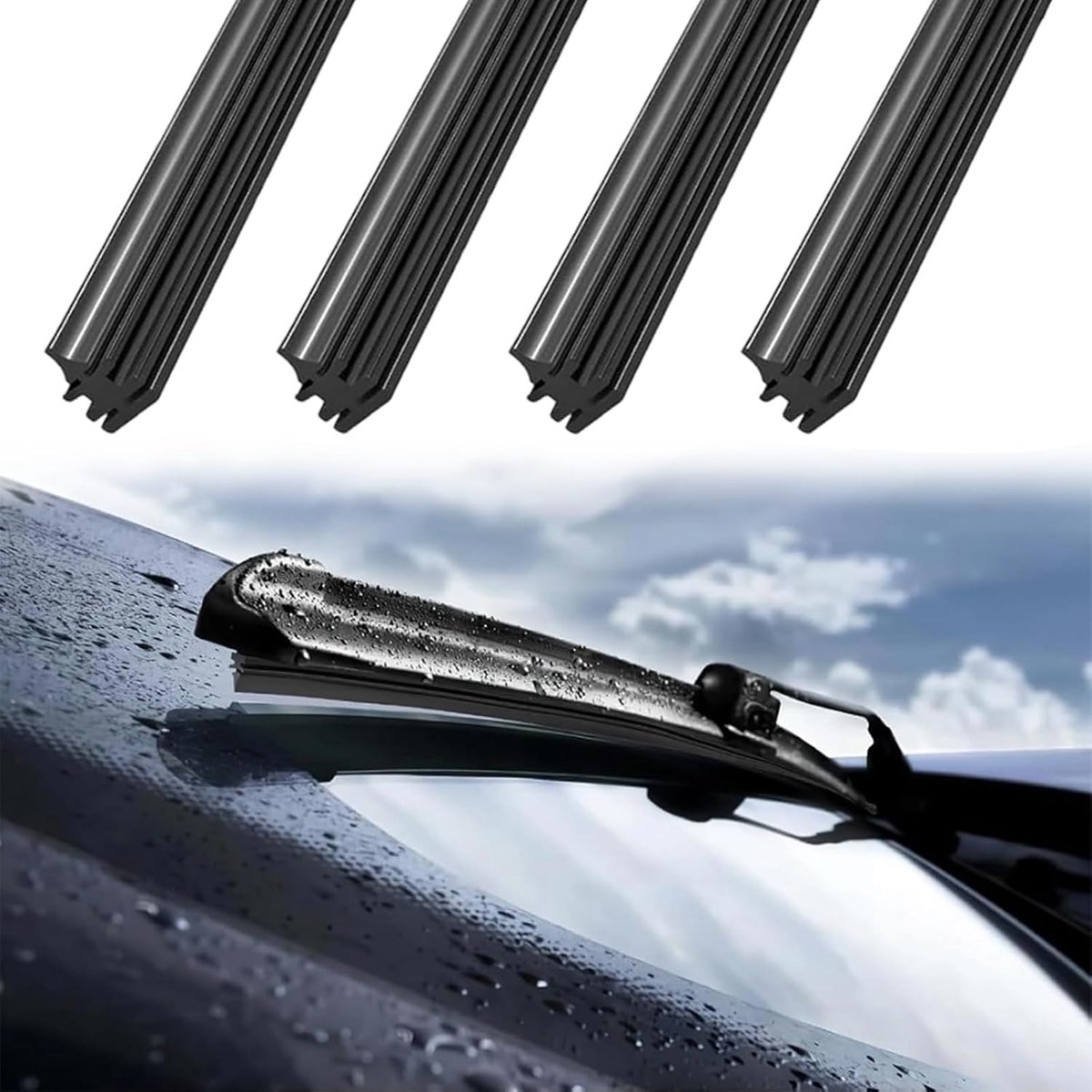 SnelShoppen - 4 Stuks Ruitenwisserrubbers per Meter 80 cm - Streepvrij, Natuurlijk Rubber, Universele Reservewisser voor Auto, Bus, Vrachtwagen, Verva