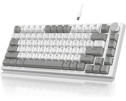 SnelShoppen - Ajazz AK820 Mechanisch Toetsenbord 75% ANSI-Indeling, 81 Toetsen, Bedraad Gamingtoetsenbord, Hot-Swappable, Rode Schakelaar, Wit Licht v